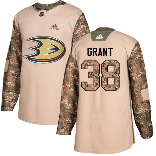 Adidas Ducks #38 Derek Grant Camo Authentic Veterans Day Stitched NHL Jersey - Click Image to Close